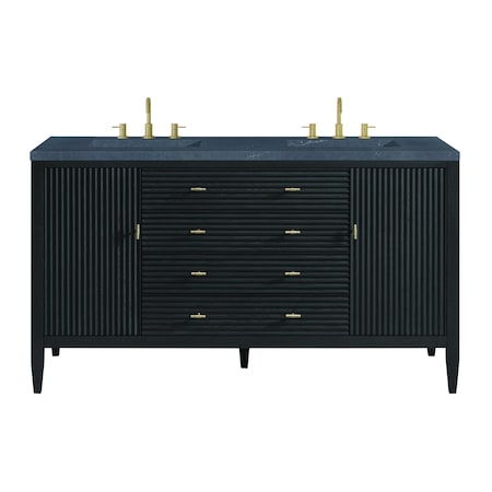 James Martin Vanities 60'' Double Vanity, Carbon Oak w/ 3 CM Charcoal Soapstone Quartz Top 485-V60D-CBO-3CSP